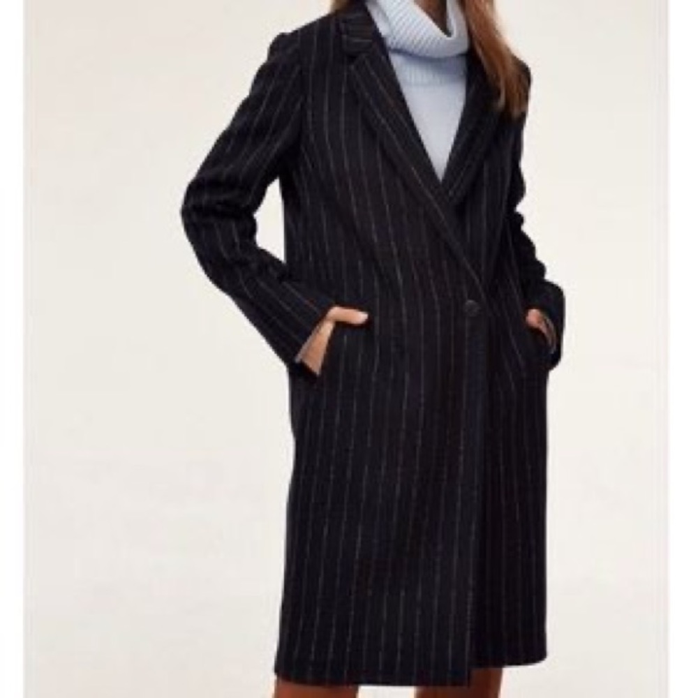 Aritzia Babaton Stedman Coat XS Navy Pinstripe